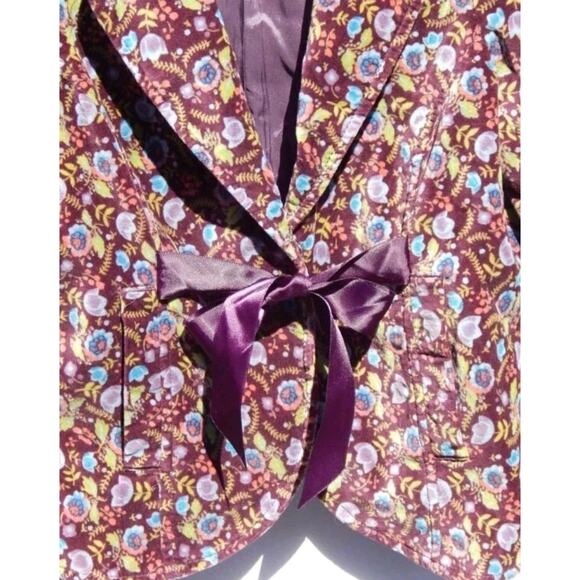 Free people Blazer Jacket 8 Velvet Floral Goth NWT Preppy Academia Grannycore - Picture 5 of 10